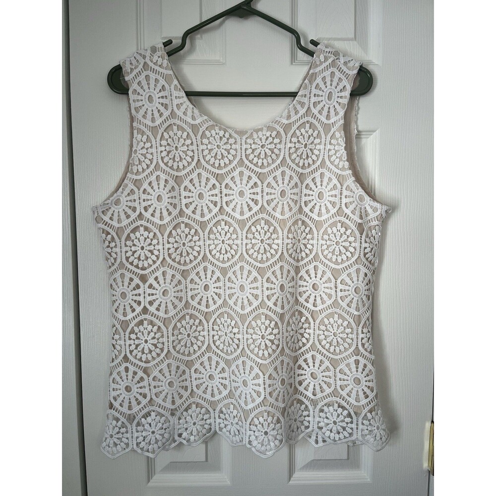 Solitaire NWT Lace Eyelet Tank Top White Women Large